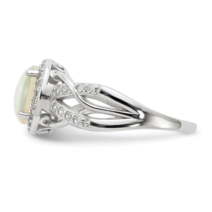 Exclusive 14K Gold Woven Pattern Ring with Lab-Created Opal - Stylish Value-3