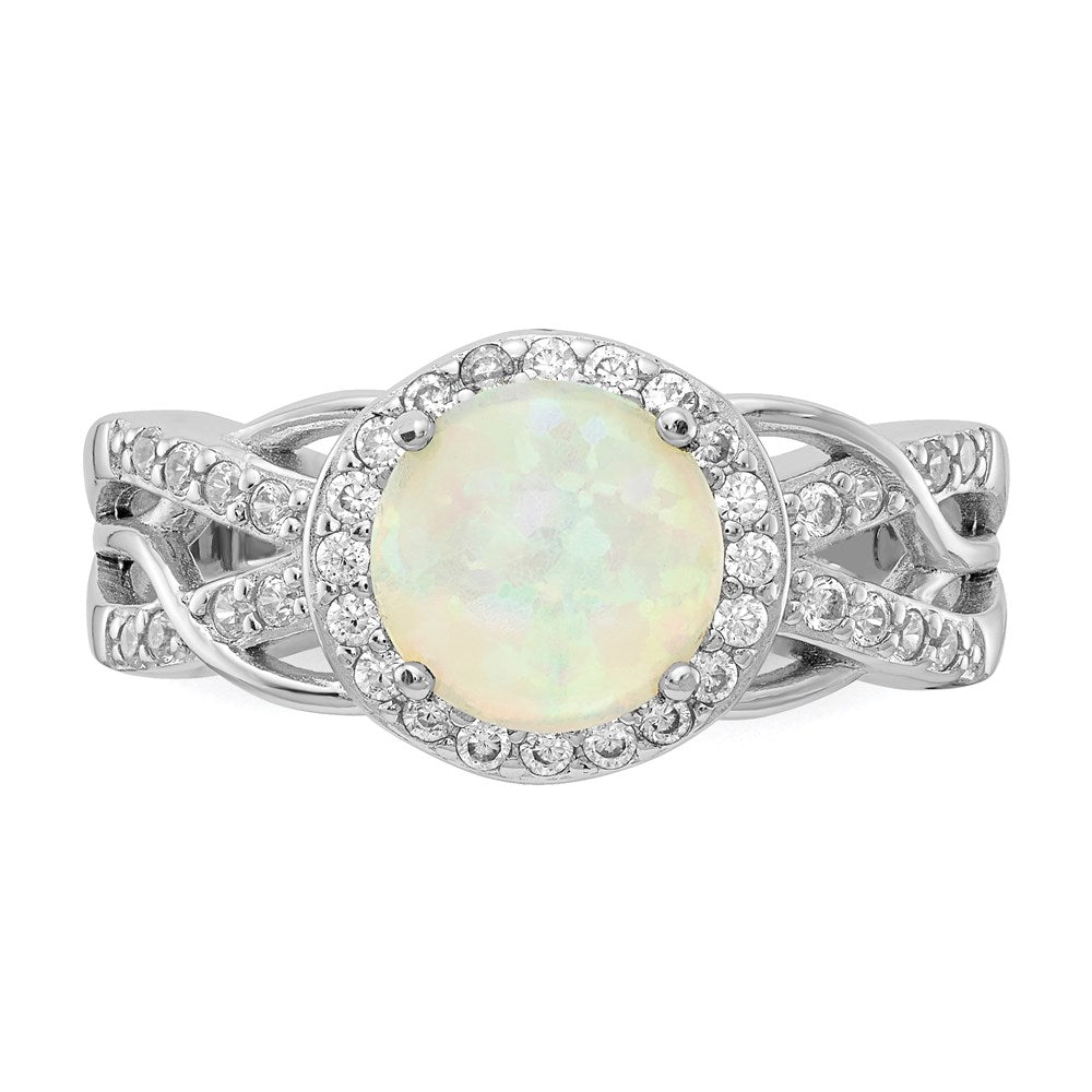 Exclusive 14K Gold Woven Pattern Ring with Lab-Created Opal - Stylish Value