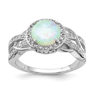 Exclusive 14K Gold Woven Pattern Ring with Lab-Created Opal - Stylish Value