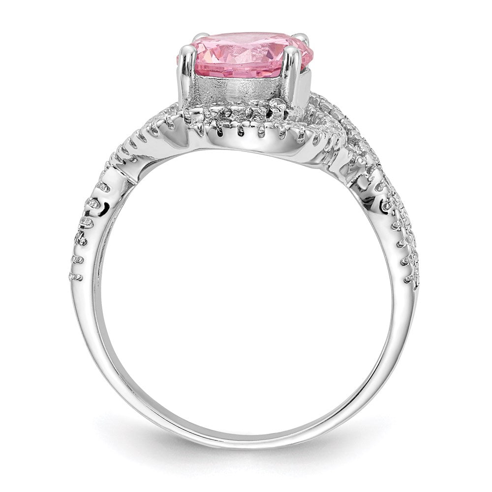 Buy Cheryl M Sterling Silver Rhodium-Plated CZ Ring - Stylish Pink & White Elegance