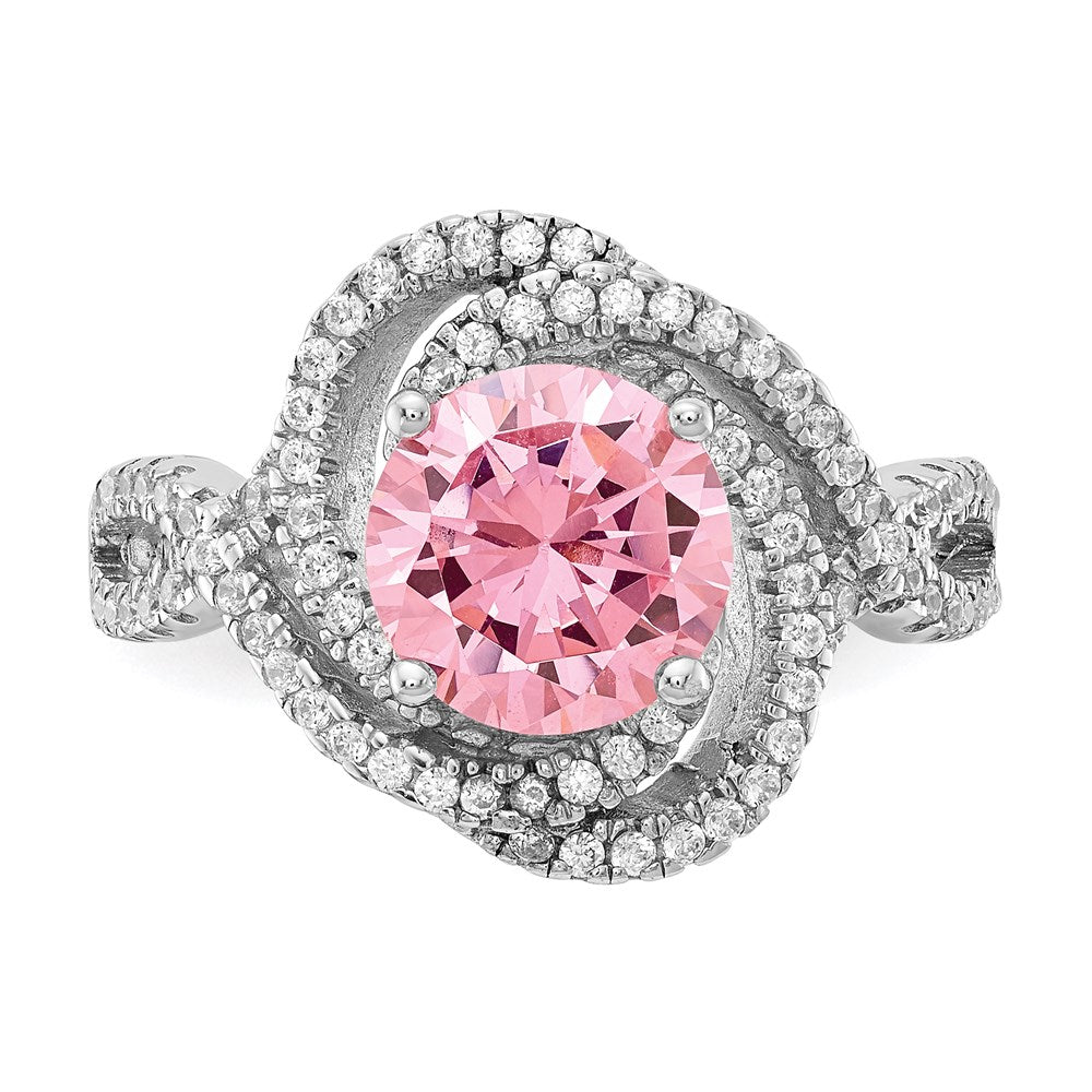 Buy Stylish Cheryl M Sterling Silver Rhodium-Plated Pink & White CZ Ring
