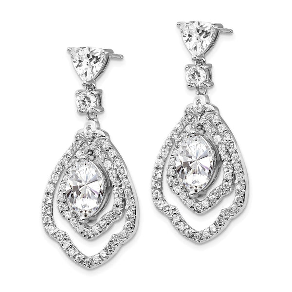 Cheryl M Sterling Silver Dangle Earrings, Rhodium-Plated CZ
