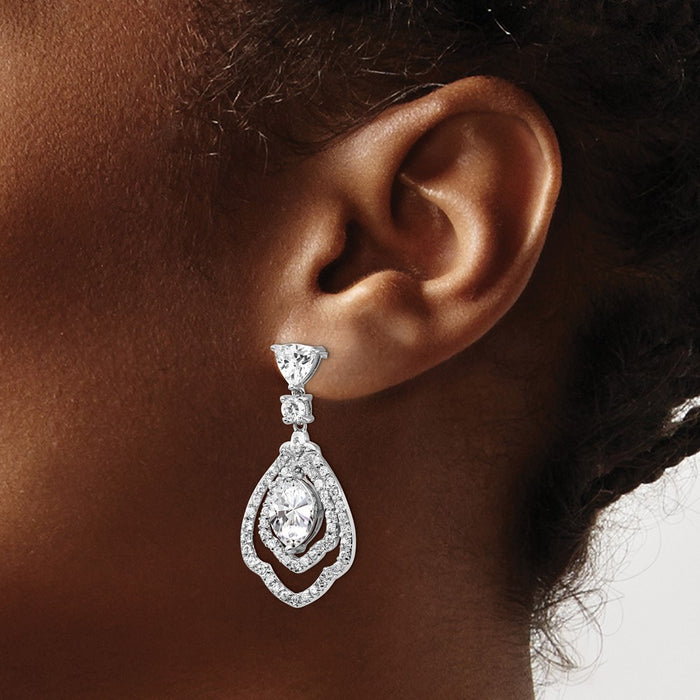 Buy Exclusive Cheryl M Sterling Silver Dangle Earrings, Rhodium-Plated CZ Luxury-3