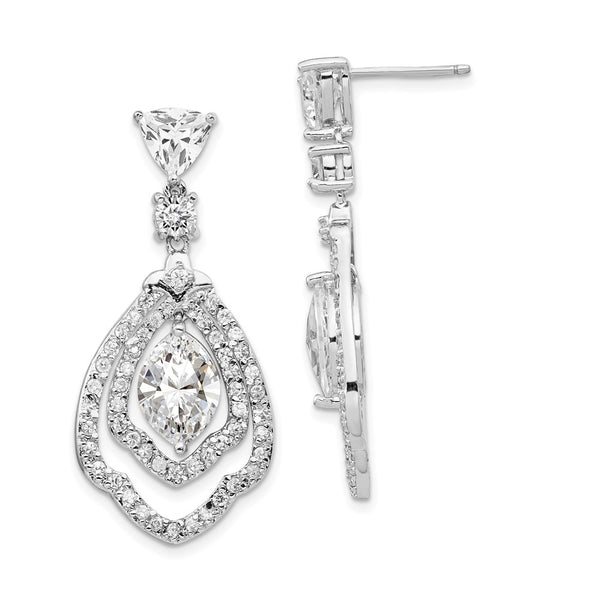 Cheryl M Sterling Silver Dangle Earrings, Rhodium-Plated CZ