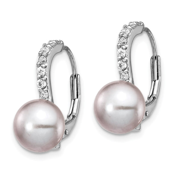 Cheryl M Sterling Silver Rhodium-Plated Pearl Earrings - Luxe CZ