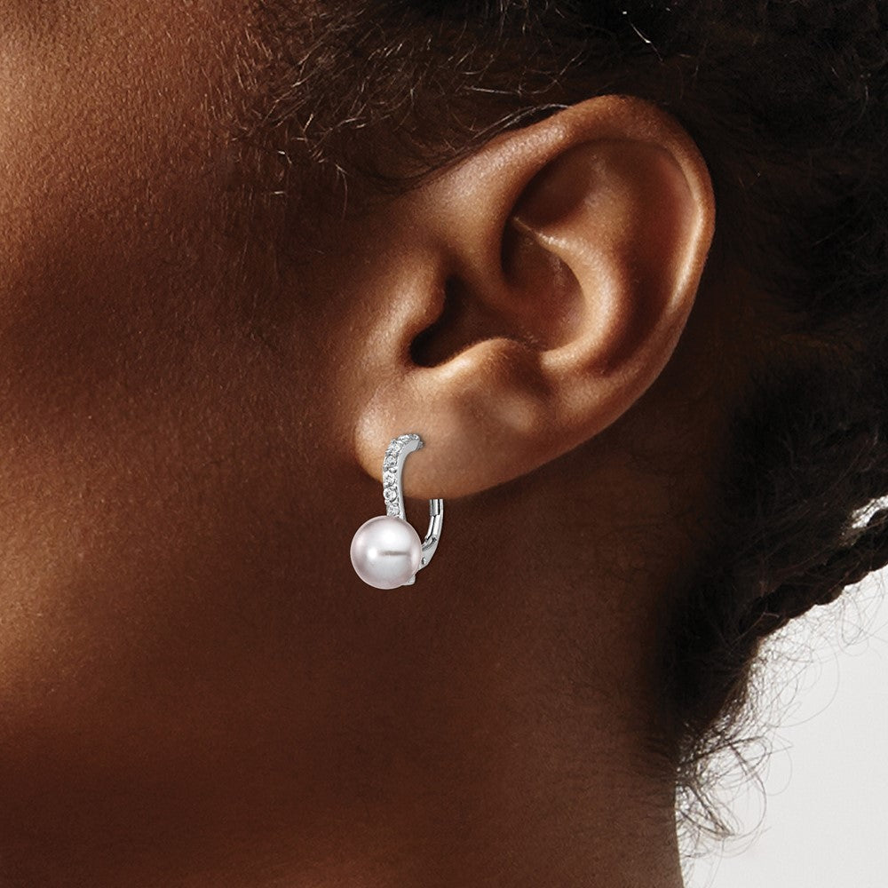 Buy Stylish Cheryl M Sterling Silver Rhodium-Plated Pearl Earrings - Luxe CZ
