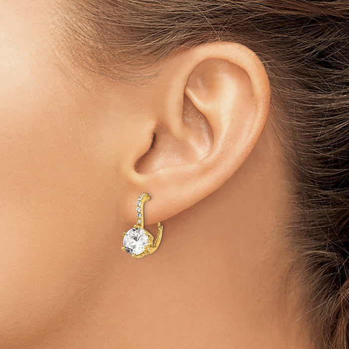 Buy Exclusive Cheryl M Sterling Silver Gold-Plated Earrings, Stylish CZ Stones-3