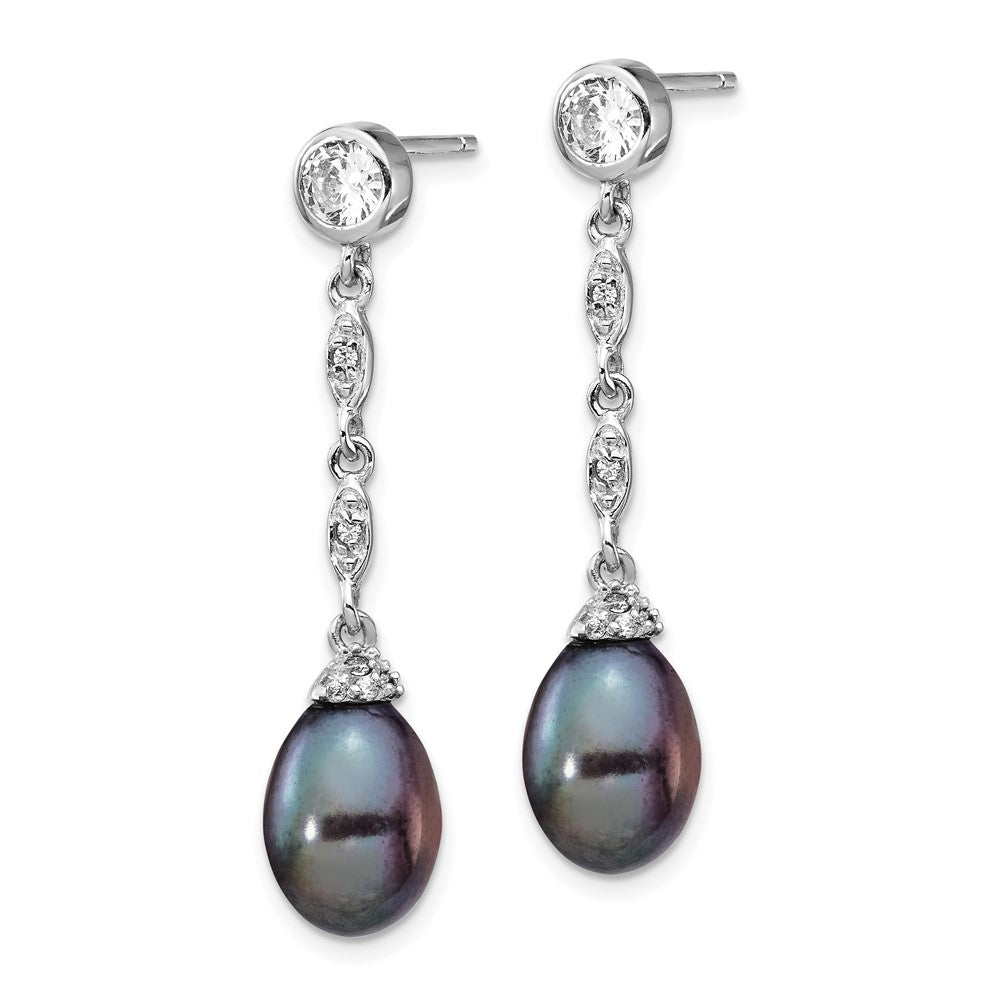 Exclusive Cheryl M Sterling Silver Black Teardrop Pearl Earrings - Stylish Value!