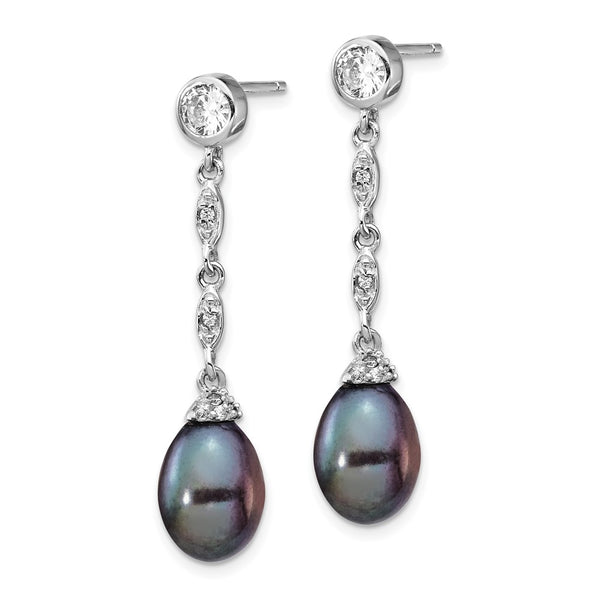 Cheryl M Sterling Silver Black Teardrop Pearl Earrings