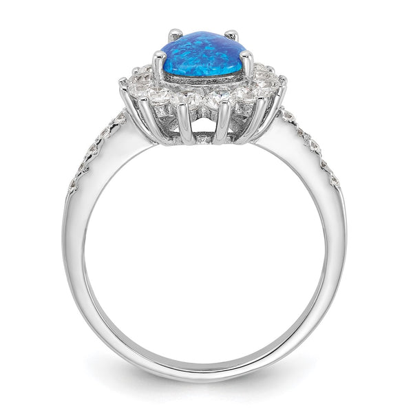 Cheryl M Teardrop Ring, 14K Gold, Blue Opal CZ