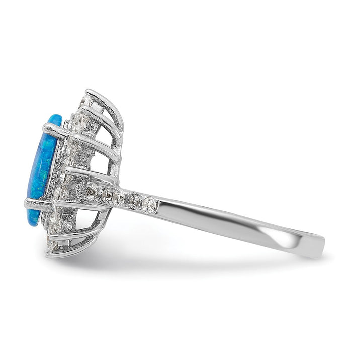 High-Quality Cheryl M Teardrop Ring, 14K Gold, Stylish Blue Opal & CZ-3