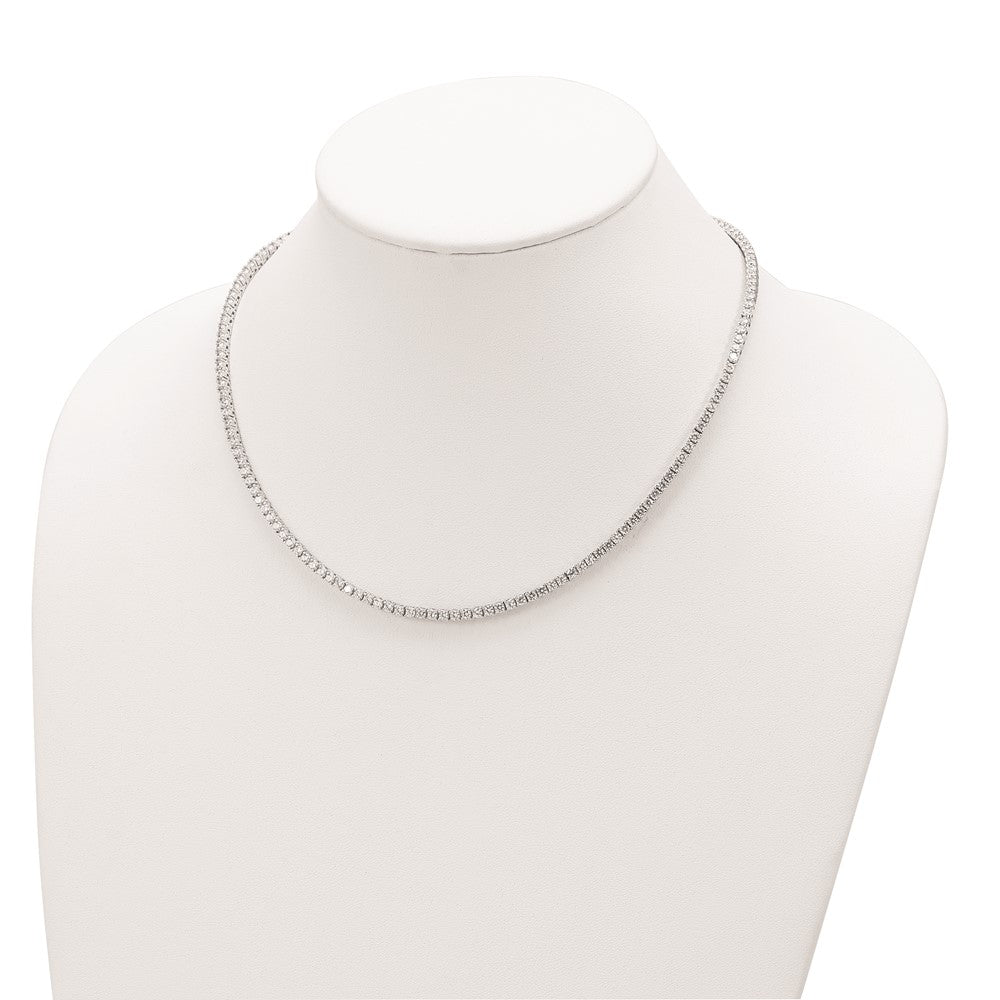 Buy Exclusive 18-Inch Rhodium-Plated Sterling Silver Necklace with CZ - Stylish!