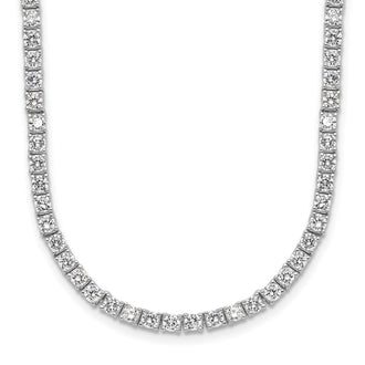 Buy Exclusive 18-Inch Rhodium-Plated Sterling Silver Necklace with CZ - Stylish!
