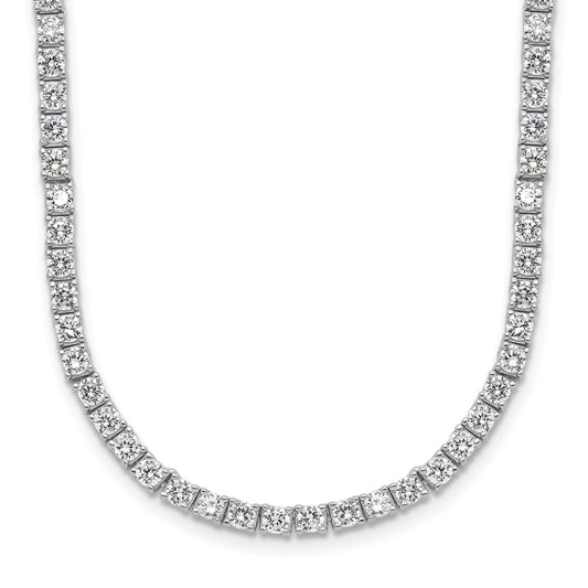 Buy Exclusive 18-Inch Rhodium-Plated Sterling Silver Necklace with CZ - Stylish!