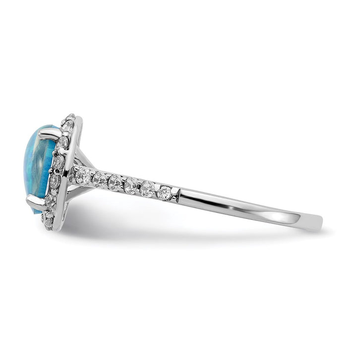 Shop Stylish Cheryl M Sterling Silver Rhodium-Plated Blue Opal Ring, 14K Gold-3