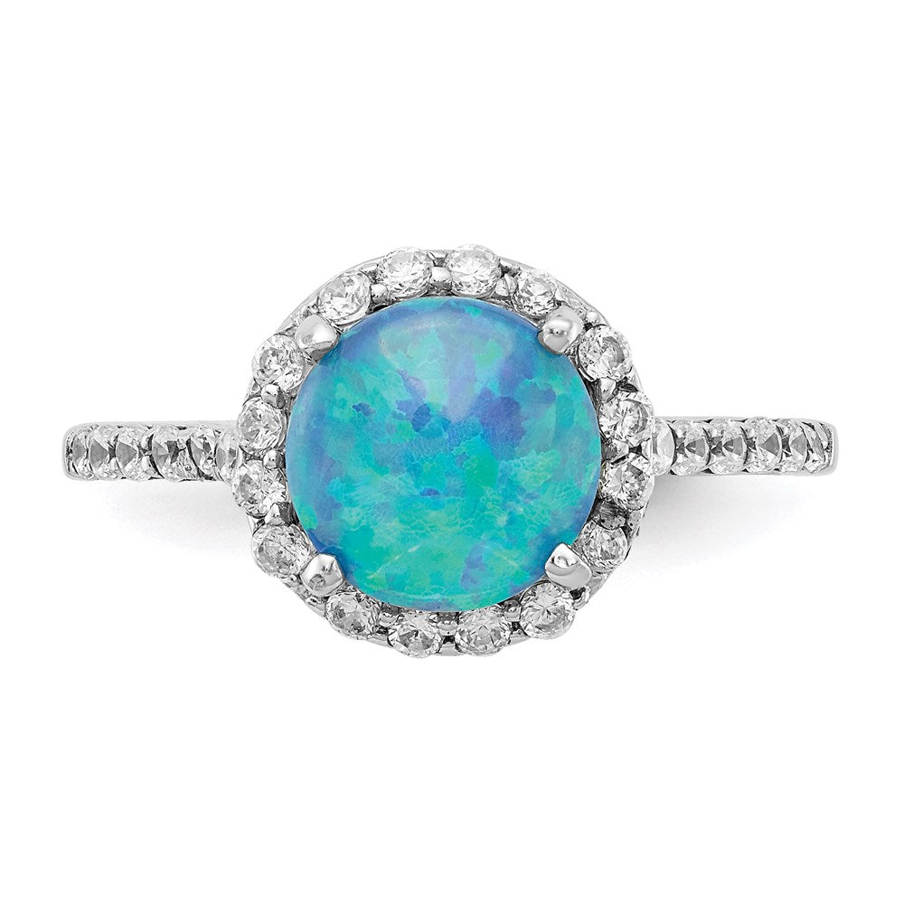 Shop Stylish Cheryl M Sterling Silver Rhodium-Plated Blue Opal Ring, 14K Gold