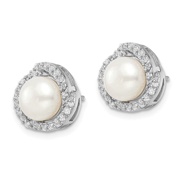 Cheryl M Sterling Silver Love Knot Earrings with Pearls & CZs