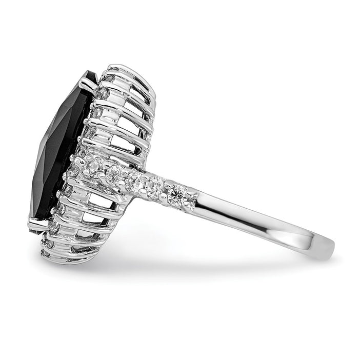 Exclusive Cheryl M Sterling Silver Halo Ring 14K Gold - Stylish Black CZ & White CZ-3