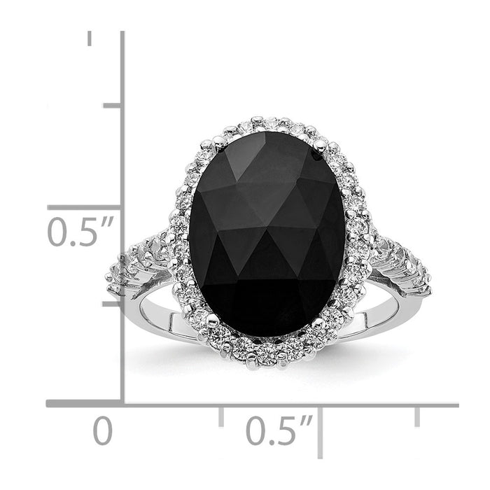 Exclusive Cheryl M Sterling Silver Halo Ring 14K Gold - Stylish Black CZ & White CZ-5