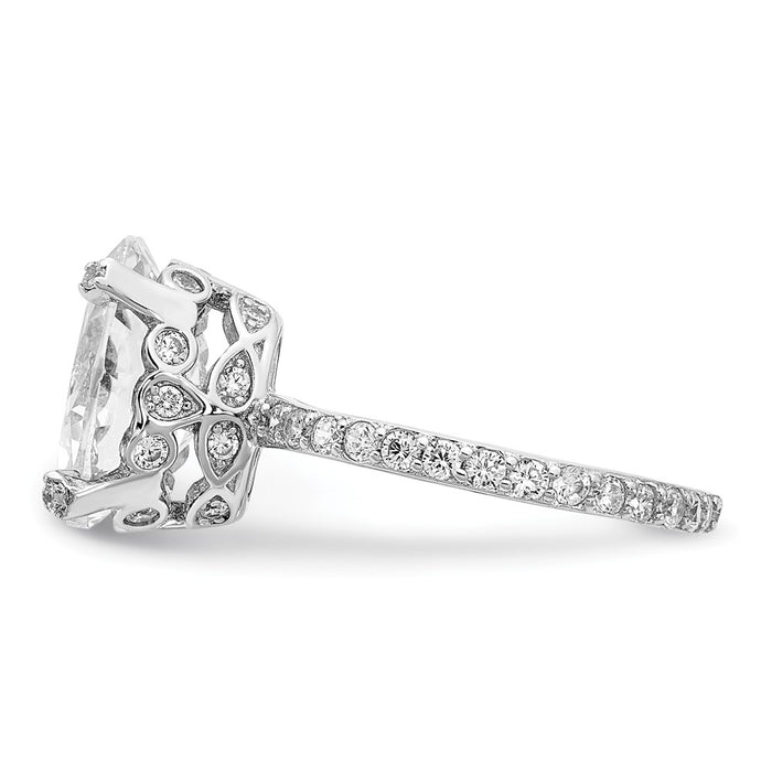 High-Quality Cheryl M Sterling Silver Rhodium-Plated Oval CZ Ring - Stylish Gemstone Accessory-2