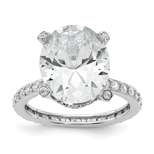 High-Quality Cheryl M Sterling Silver Rhodium-Plated Oval CZ Ring - Stylish Gemstone Accessory