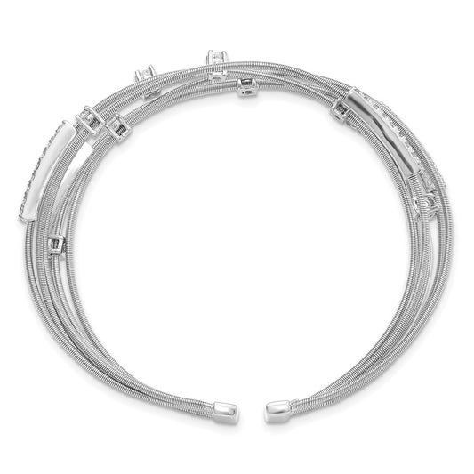 Buy Stylish Cheryl M Rhodium-Plated Sterling Silver Bangle with CZs