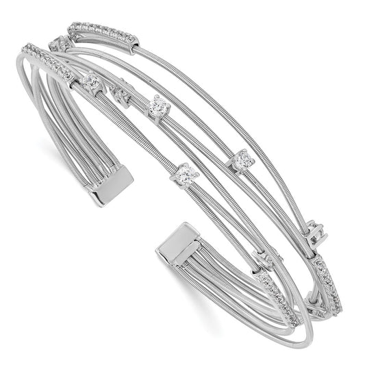 Buy Stylish Cheryl M Rhodium-Plated Sterling Silver Bangle with CZs