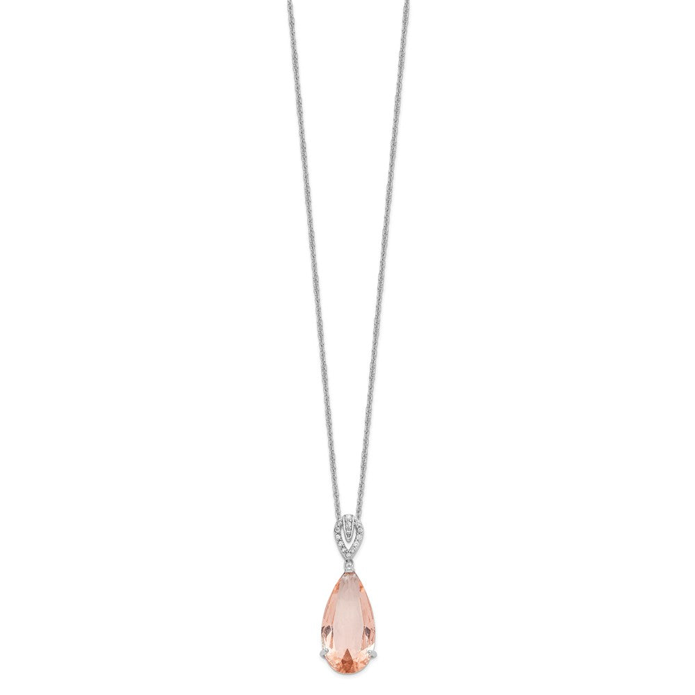 Exclusive 18" Teardrop Necklace in Sterling Silver with Simulated Morganite - Stylish Value