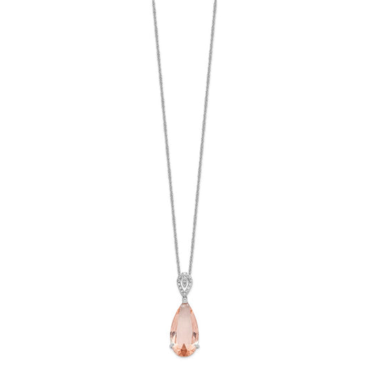 Exclusive 18" Teardrop Necklace in Sterling Silver with Simulated Morganite - Stylish Value