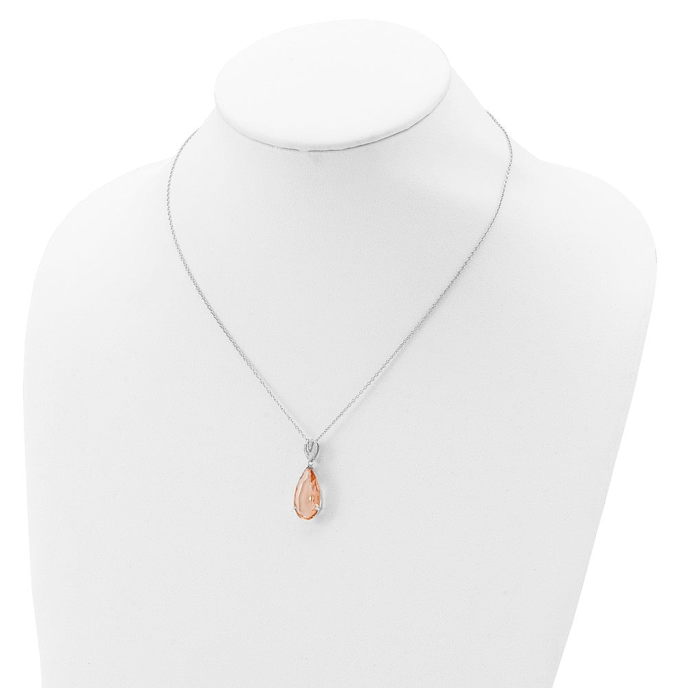 Exclusive 18" Teardrop Necklace in Sterling Silver with Simulated Morganite - Stylish Value
