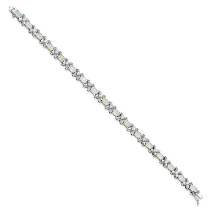 Exclusive Cheryl M Sterling Silver Opal Bracelet - Stylish 7.25" Rhodium-Plated Design-2