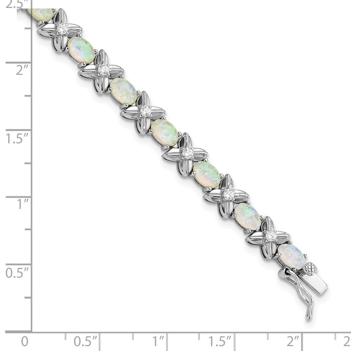 Exclusive Cheryl M Sterling Silver Opal Bracelet - Stylish 7.25" Rhodium-Plated Design-4