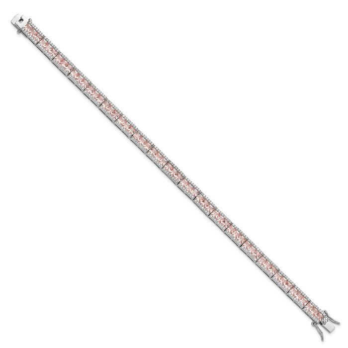 Exclusive Cheryl M Rhodium-Plated Silver Bracelet - 7.25" Pink Crystal, Affordable Luxury-2