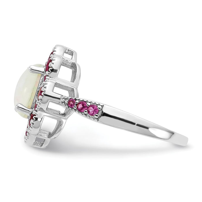 Shop Exclusive Cheryl M Sterling Silver Opal & Red Nano Crystal Ring - Stylish Design-4