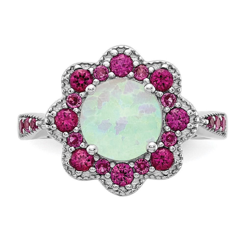 Shop Exclusive Cheryl M Sterling Silver Opal & Red Nano Crystal Ring - Stylish Design