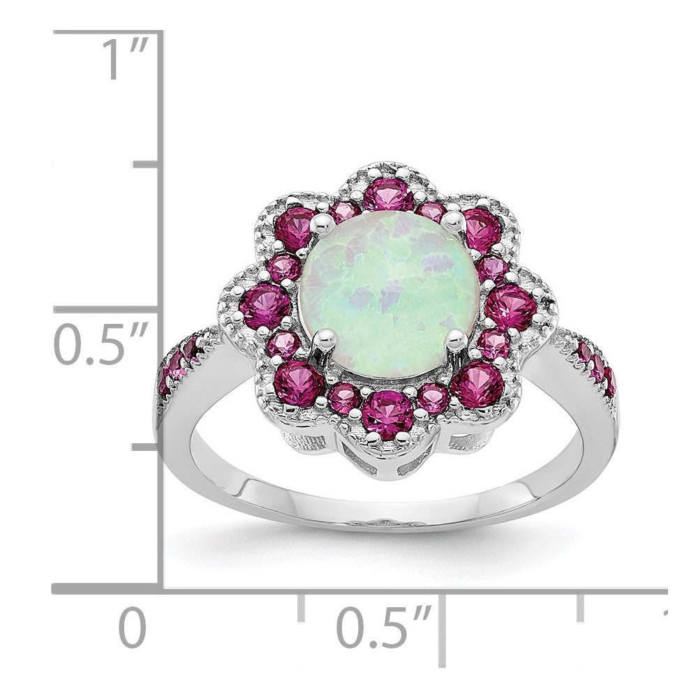 Shop Exclusive Cheryl M Sterling Silver Opal & Red Nano Crystal Ring - Stylish Design