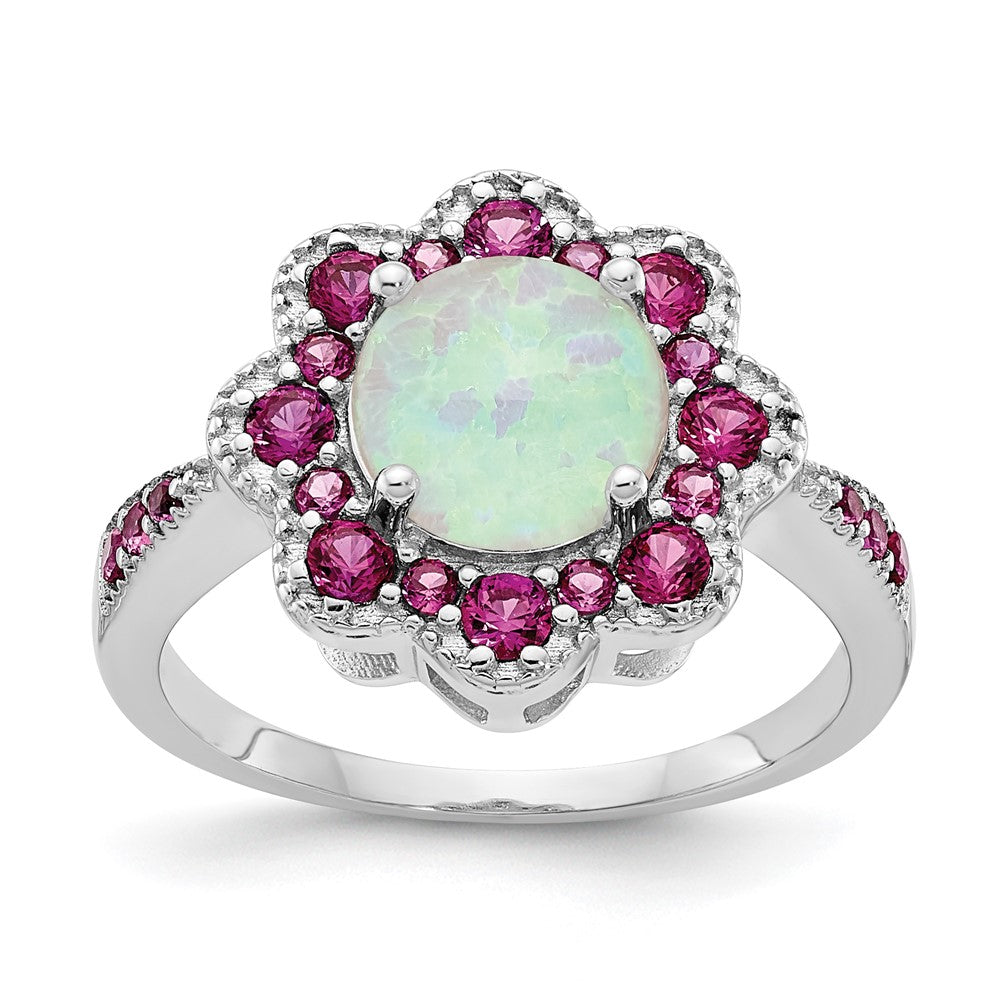 Shop Exclusive Cheryl M Sterling Silver Opal & Red Nano Crystal Ring - Stylish Design