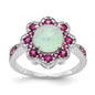Shop Exclusive Cheryl M Sterling Silver Opal & Red Nano Crystal Ring - Stylish Design-1