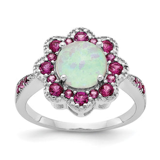 Shop Exclusive Cheryl M Sterling Silver Opal & Red Nano Crystal Ring - Stylish Design