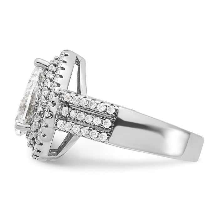 Exclusive Cheryl M Sterling Silver Rhodium-Plated Double Halo Ring, 1.5 ct CZ-3