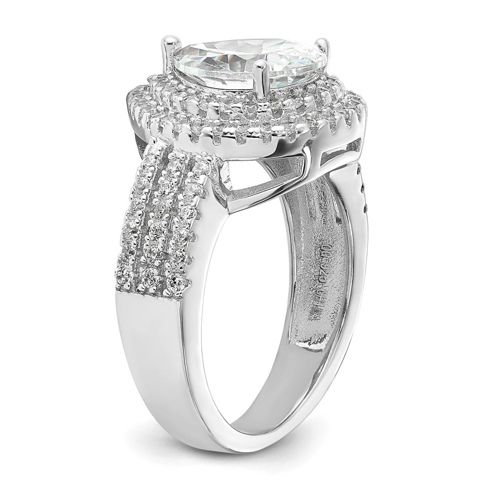 Exclusive Cheryl M Sterling Silver Rhodium-Plated Double Halo Ring, 1.5 ct CZ