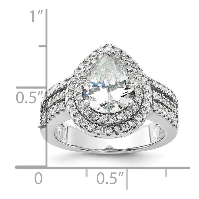 Exclusive Cheryl M Sterling Silver Rhodium-Plated Double Halo Ring, 1.5 ct CZ-5