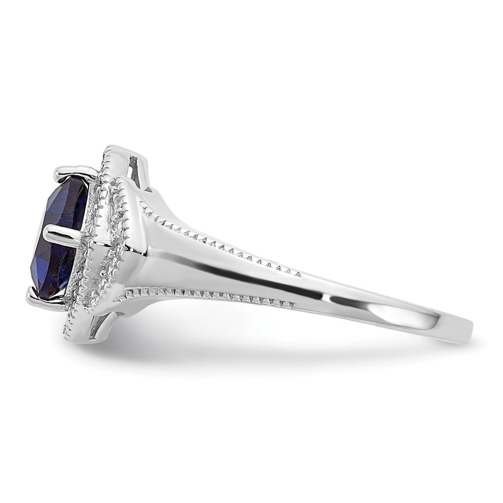 Shop Exclusive Cheryl M Rhodium-Plated Silver Ring | Stylish Cushion-Cut Blue Glass & CZ