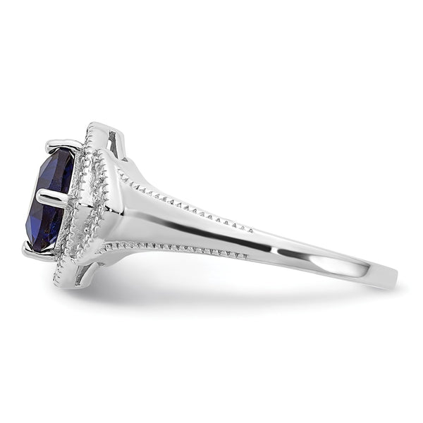 Cheryl M Sterling Silver Cushion-Cut Blue Glass Ring