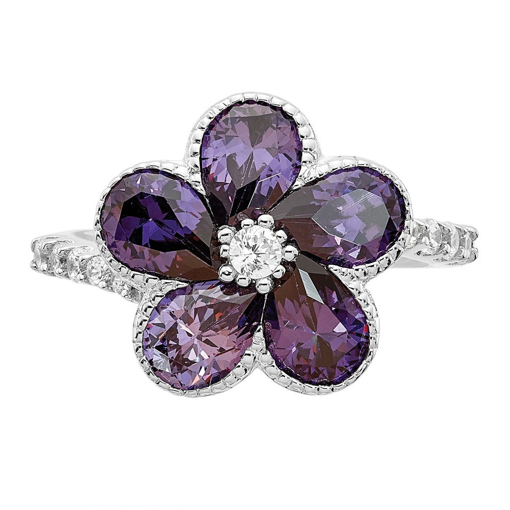 Shop High-Quality Cheryl M Sterling Silver Flower Ring with CZs | Stylish