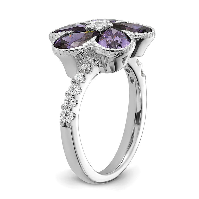 High-Quality Cheryl M Sterling Silver Flower Ring | Stylish CZs at Great Price-5
