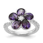 High-Quality Cheryl M Sterling Silver Flower Ring | Stylish CZs at Great Price-1