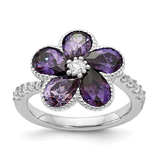 High-Quality Cheryl M Sterling Silver Flower Ring | Stylish CZs at Great Price