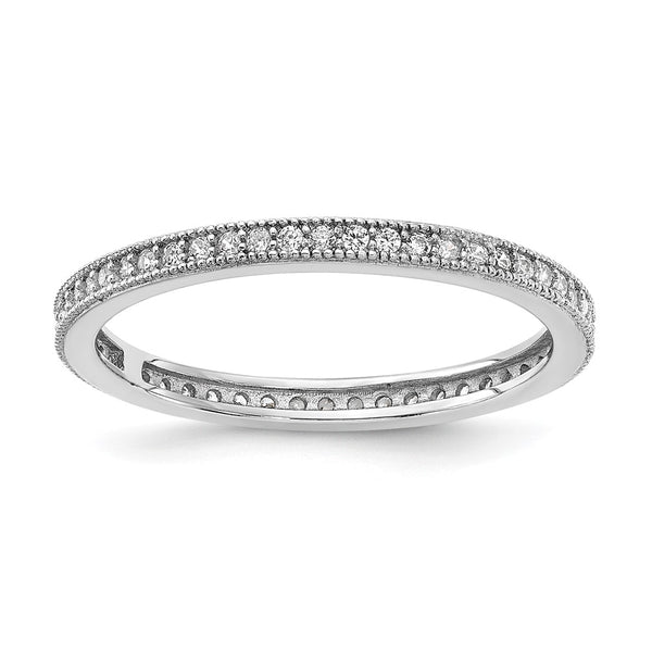 Rhodium-Plated Sterling Silver Eternity Ring - CZs