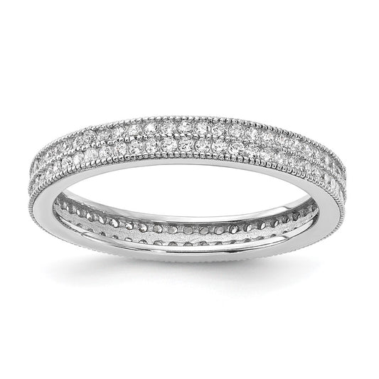 Shop Exclusive Cheryl M Sterling Silver Eternity Ring, 2 Rows, CZs - Stylish!